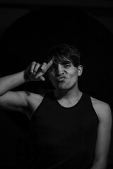 black and white, guy expressions 