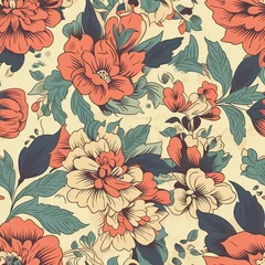Poster seamless floral design texture, Generative AI © d-AI-n
