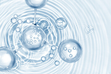 molecule and bubble serum on water background
