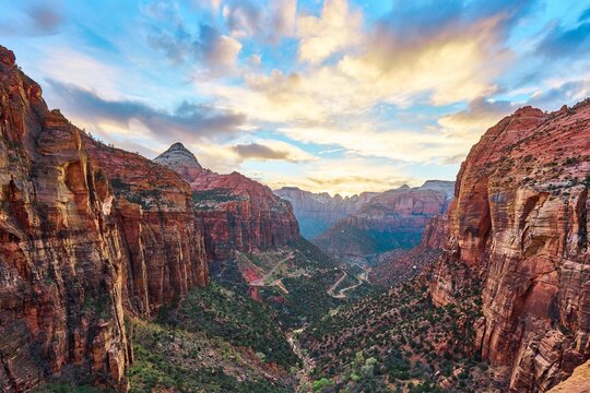 Fototapeta Landscape of Capitol Reef National Park in Utah, USA under colorful cloudy sky