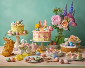 Obraz na płótnie Canvas easter cakes and eggs