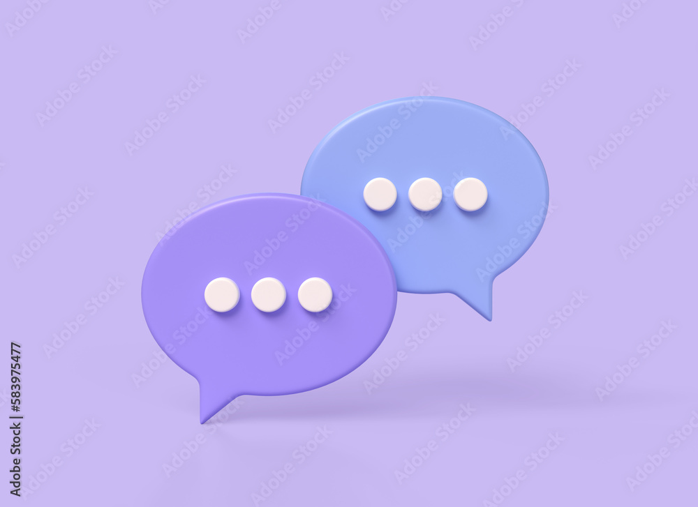 Aufkleber 3d speech bubbles with dots, mention icon in comments or social network chat. concept of communicati