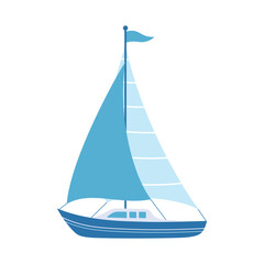 cartoon vector illustration of sailboat isolated on white
