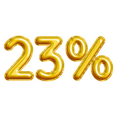 23% or Twenty-three Percent 3D Gold Balloon. You can use this asset for your content Marketing like as Promotion, Advertisement, Ads,  Banner, Flyer, Discount Card and anymore.