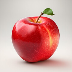 Fresh and Juicy Red Apple on White Background