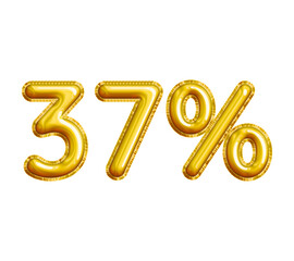 37% or Thirty-seven Percent 3D Gold Balloon. You can use this asset for your content Marketing like as Promotion, Advertisement, Ads,  Banner, Flyer, Discount Card and anymore.