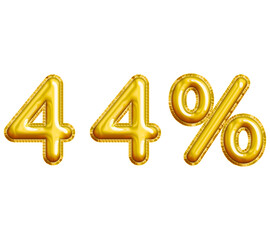 44% or Forty-four Percent 3D Gold Balloon. You can use this asset for your content Marketing like as Promotion, Advertisement, Ads,  Banner, Flyer, Discount Card and anymore.
