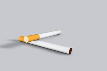 3D rendering of cigarettes on grey background