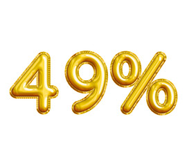 49% or Forty-nine Percent 3D Gold Balloon. You can use this asset for your content Marketing like as Promotion, Advertisement, Ads,  Banner, Flyer, Discount Card and anymore.