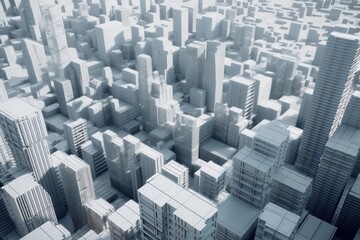 Exploring the concrete jungle: An aerial tour of the urban skyscrapers in the heart of downtown city, generative ai