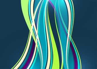 Bright overlapping flowing stripes and lines. Modern design. Vector