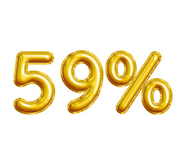59% or Fifty-nine Percent 3D Gold Balloon. You can use this asset for your content Marketing like as Promotion, Advertisement, Ads,  Banner, Flyer, Discount Card and anymore.