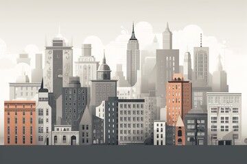 Obraz premium Stylish New York City Skyline Illustration