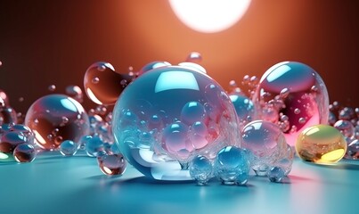  a bunch of bubbles that are floating in the air on a table.  generative ai