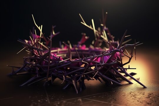 Lent Season, Holy Week and Good Friday Concepts - crown of thorns background Stock photo. Generative AI