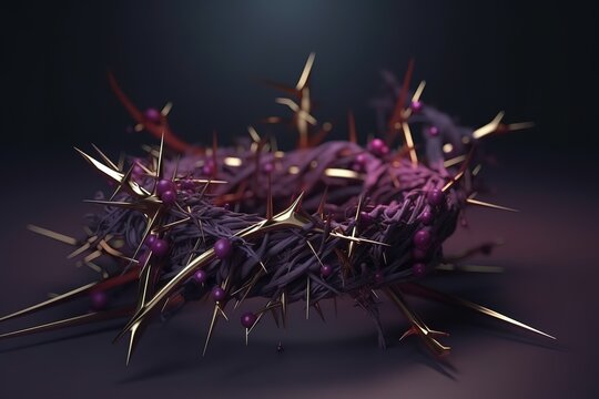 Lent Season, Holy Week and Good Friday Concepts - crown of thorns background Stock photo. Generative AI