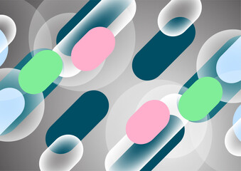 Overlapping geometric shapes and circles. Stylish trendy techno design background for business or technology presentations, internet posters or web brochure covers. Vector