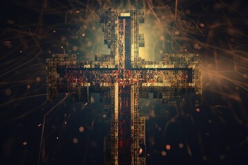 Cross with the Bible, Jesus Christ, abstract concept. Generative AI