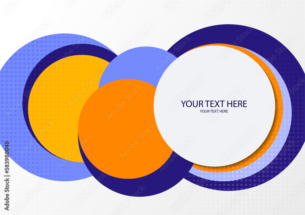 Poster colorful overlapping circles, modern abstract composition with shadows and text. geometric backgroun