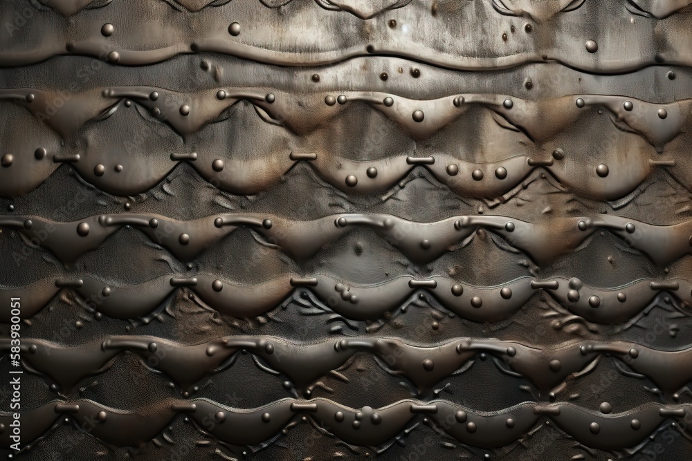 Poster a close up of a metal surface with rivets. generative ai