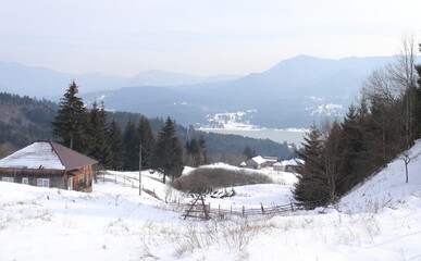 Snowy sunny field-trip