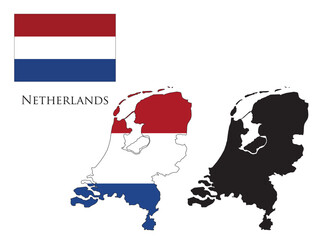 netherlands flag and map illustration vector 