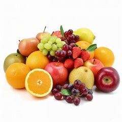 Fototapeta na wymiar Fresh fruits for healthy and dieting, Various fresh fruits isolated on white background.