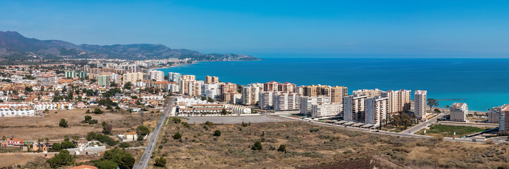 Fototapeta na wymiar Stunning Panoramic View of Benicasim Overlooking the Turquoise Mediterranean Sea