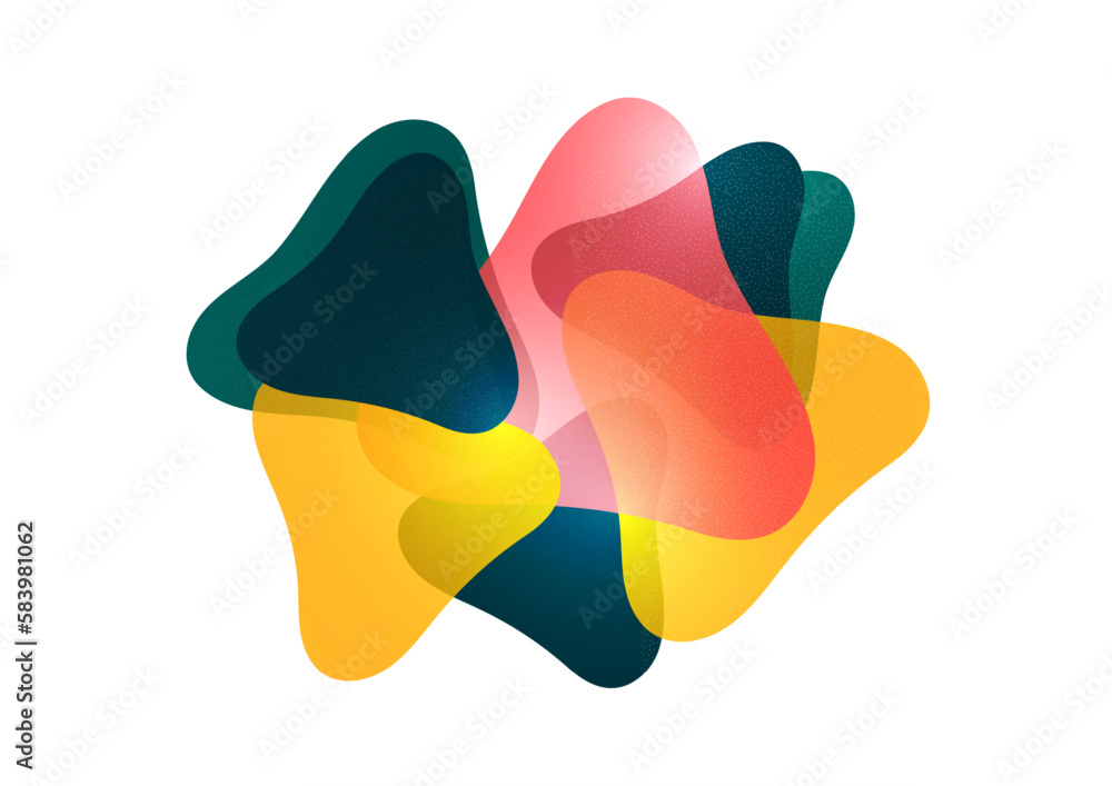 Poster abstract background from rounded triangles overlapping each other. geometric trendy template. vector