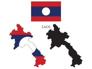 laos flag and map illustration vector 