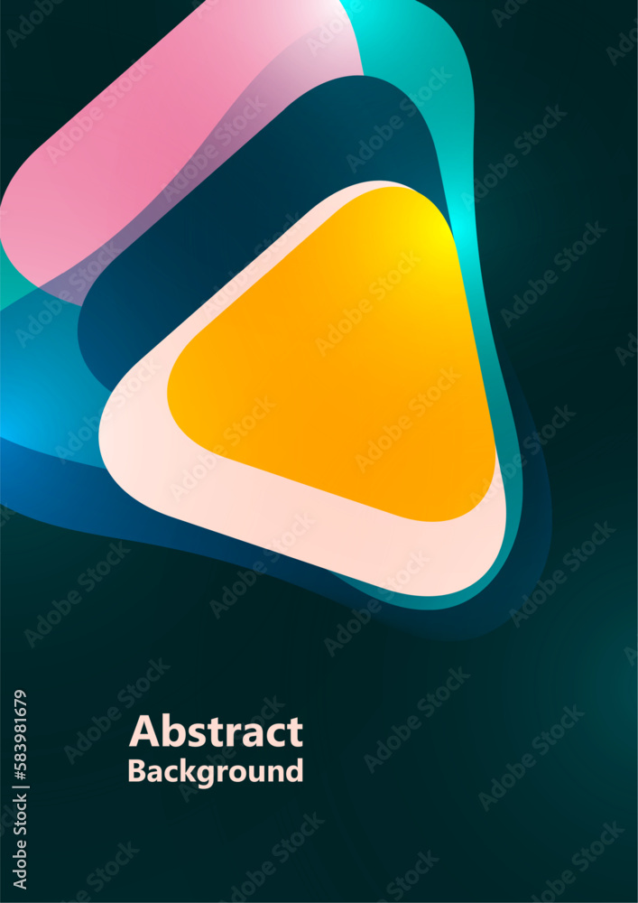Poster abstract background from rounded triangles overlapping each other. geometric trendy template. vector