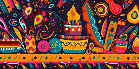 birthday celebration ethnic background AI generative art