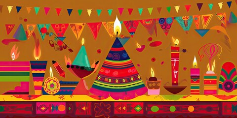 Fototapeta premium birthday celebration ethnic background AI generative art