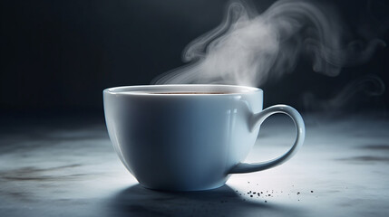 Cup of coffee with steam on dark background.generative ai
