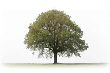  a tree in a field with a white sky in the background.  generative ai