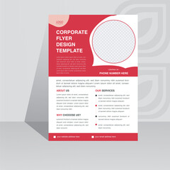corporate flyer design template .modern, creative, red and white flyer.