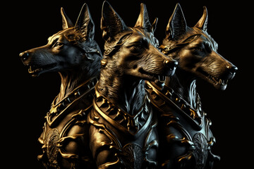concept of mythical three headed hound Cerberus - obrazy, fototapety, plakaty