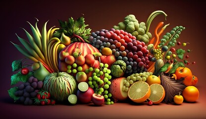 Obraz na płótnie Canvas Bursting with Flavor: A Group of Colorful and Tasty Fruits