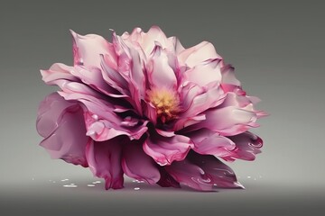  a pink flower with water droplets on it's petals.  generative ai
