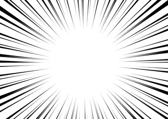 Fototapeta premium 集中線。日本の漫画で使われる効果線フレーム背景。