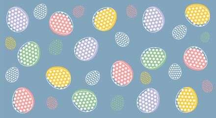 Seamless Background With Easter Eggs, Flat Easter Celebration Illustration
