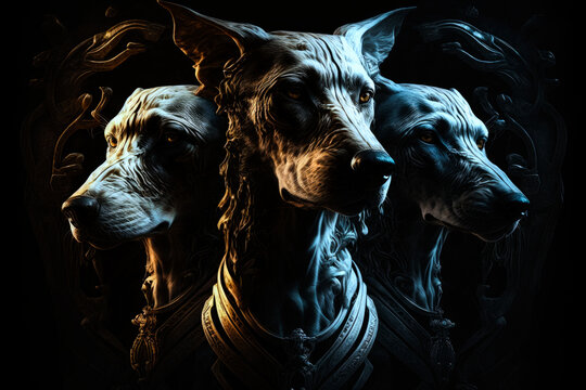 concept of mythical three headed hound Cerberus