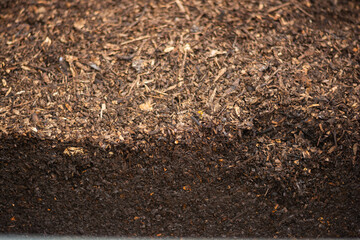 mature compost ready to use in garden produced in a community composter. Concept of recycling and sustainability