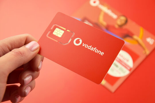 Vodafone starter pack on a red background.