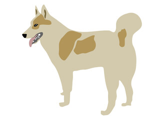 Husky dog isolated on white background. Cute drawn Laika puppy with open mouth and sticking out tongue icon, vector eps 10