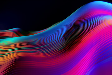 abstract colorful wave background, neon 3d wallpaper, banner, background. Generative AI