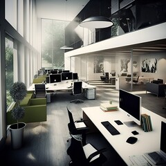 Generative AI contemporary office workspace