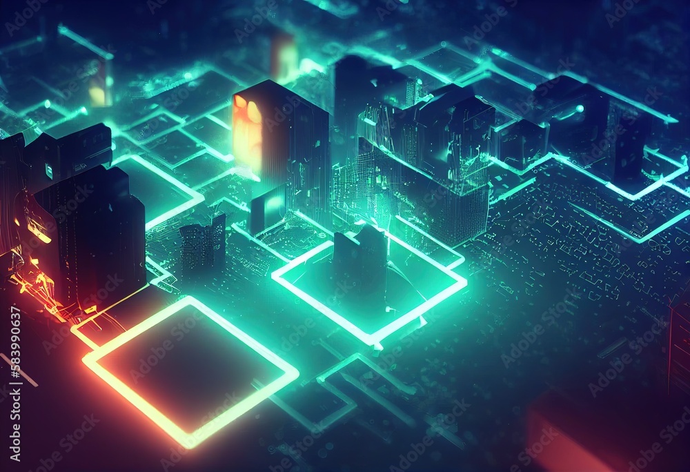 Poster futuristic data flow, data transfer technology. cyberpunk, big data and cybersecurity. cyberspace, b