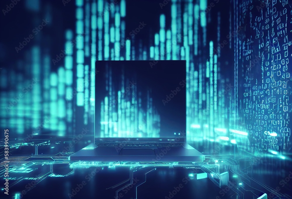 Poster futuristic data flow, data transfer technology. cyberpunk, big data and cybersecurity. cyberspace, b
