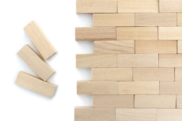 Background of wooden blocks assembled mosaic design.